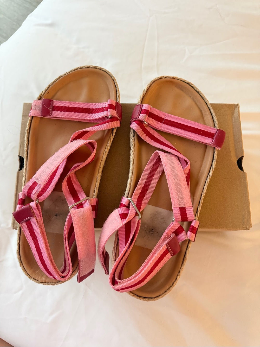 Saks Fifth Avenue Pink Striped Espadrille Sandals